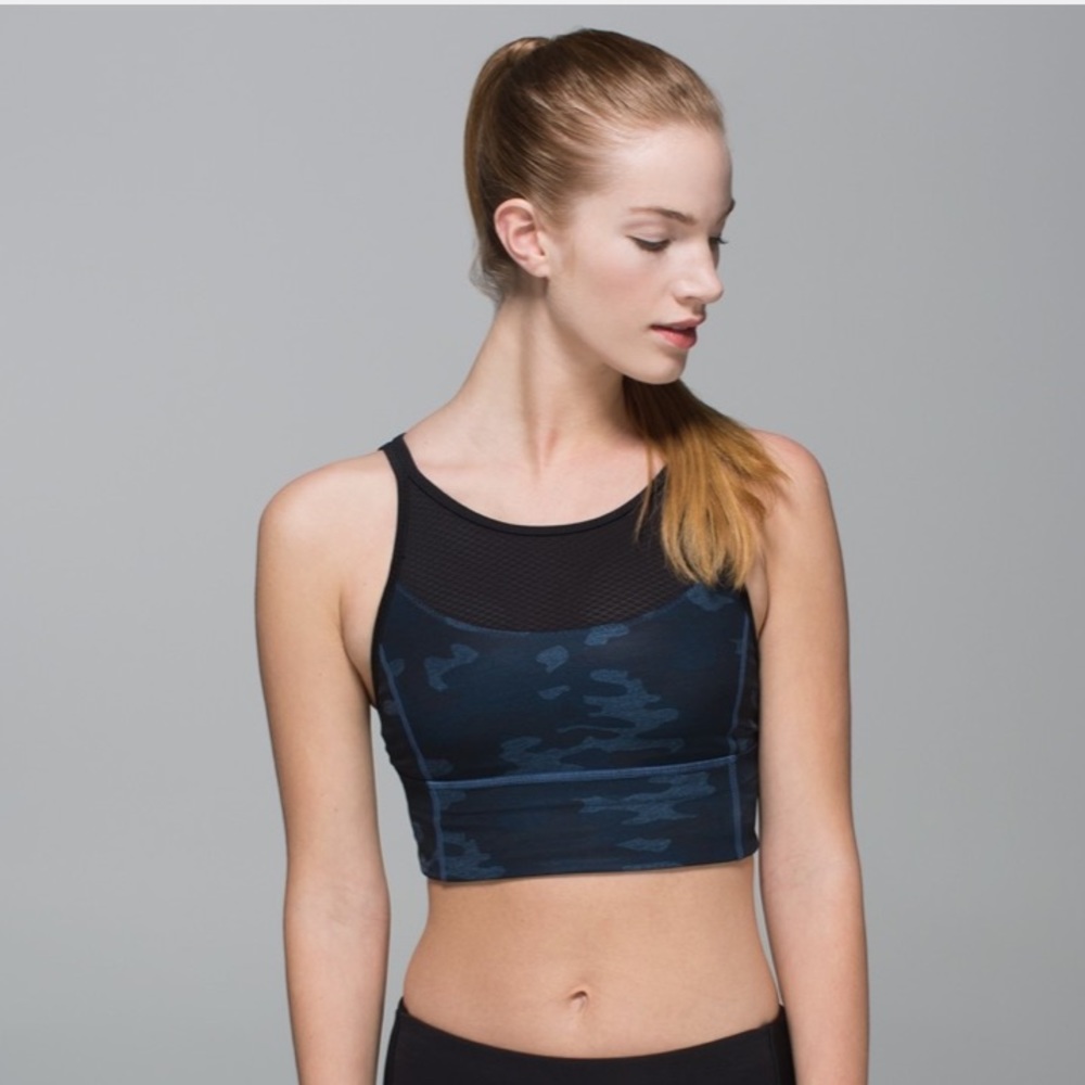 Lululemon Clip-In Long Line Bra - Dark Camouflage- Size 6